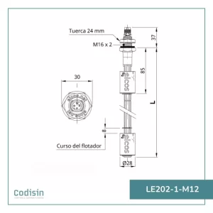 Sensor de nivel LE202-1-M12 EICOS - Esquema